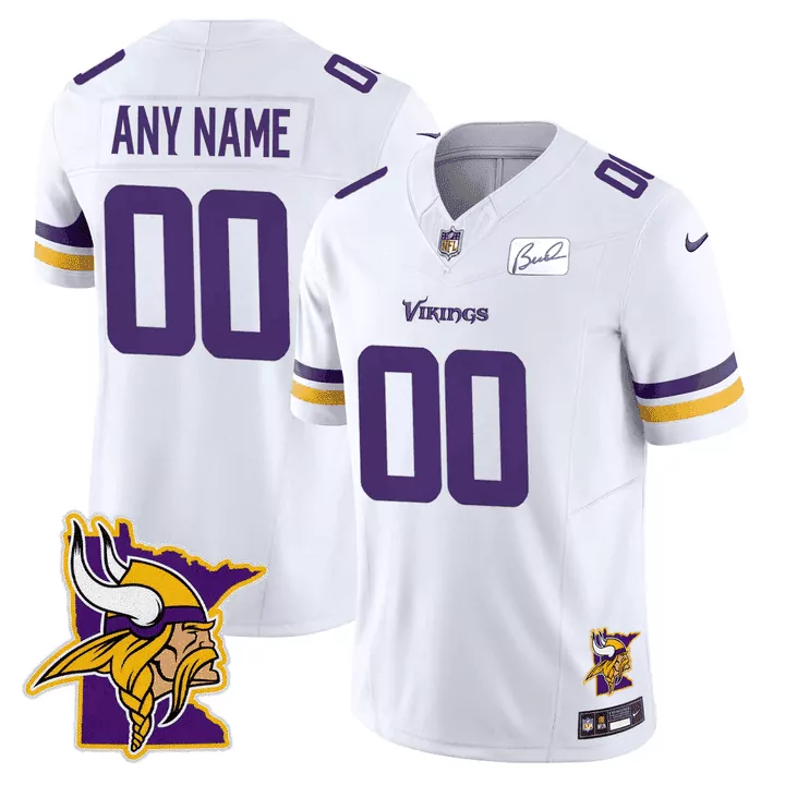 Minnesota Vikings Honor Bud Grant Minnesota Map Patch Limited Custom Jersey | White Stitched Style | Fan Gear | For Men, Women & Youth