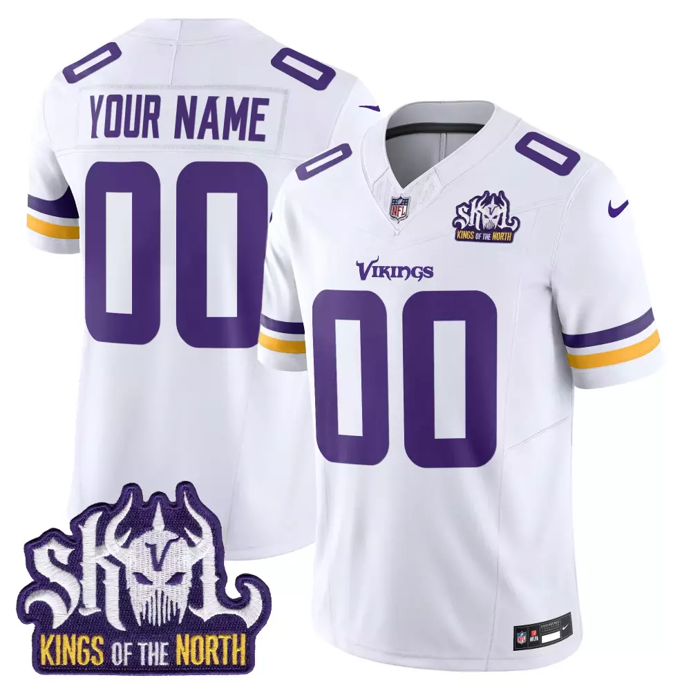 Minnesota Vikings Kings of the North Patch Vapor Limited Custom Jersey | White Stitched Style | Fan Gear for All | For Men, Women & Youth