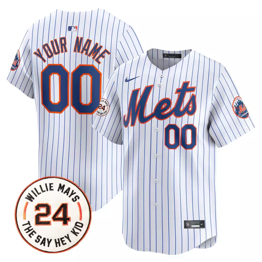 New York Mets Willie Mays Patch Vapor Premier Limited Jersey | White Stitched Custom Design | Fan Gear | For Men, Women & Youth