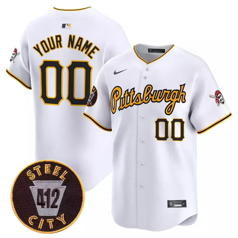Pittsburgh Pirates White 412 Patch Vapor Premier Limited Custom Jersey V4 | All Stitched | Fan Gear for Men