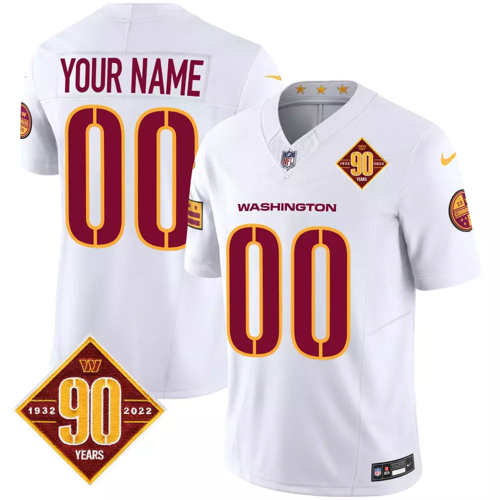 Washington Commanders Men's 90th Anniversary Patch Vapor Elite Custom Jersey | All Stitched | Limited Edition Fan Gear | For Men, Women & Youth