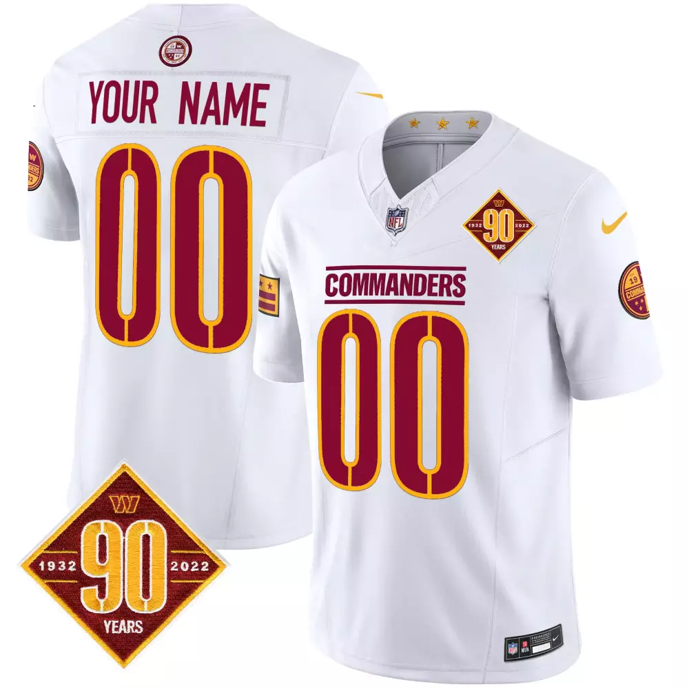 Washington Commanders 90th Anniversary Men's White Vapor Jersey | Limited Custom Edition | All Stitched Fan Gear | For Men, Women & Youth