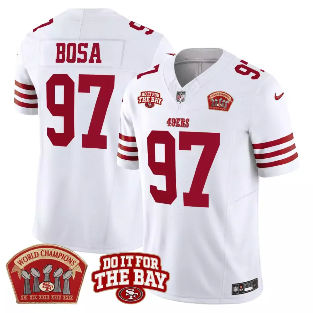 Nick Bosa San Francisco 49ers 5x World Champions Limited Jersey | White Do It For The Bay Style | Fan Gear for Men, Women & Youth