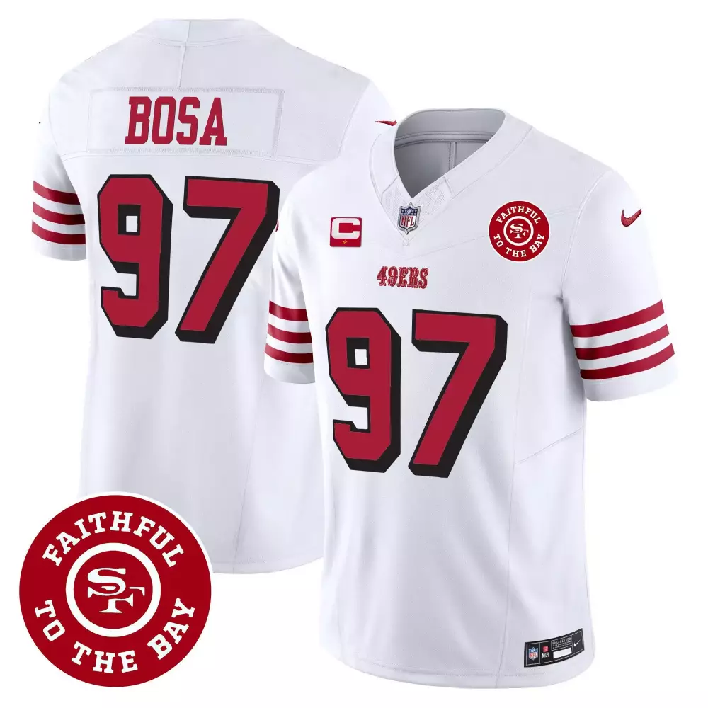 Nick Bosa San Francisco 49ers Faithful to the Bay Limited Jersey | White Vapor Style | Fan Gear for Men, Women & Youth
