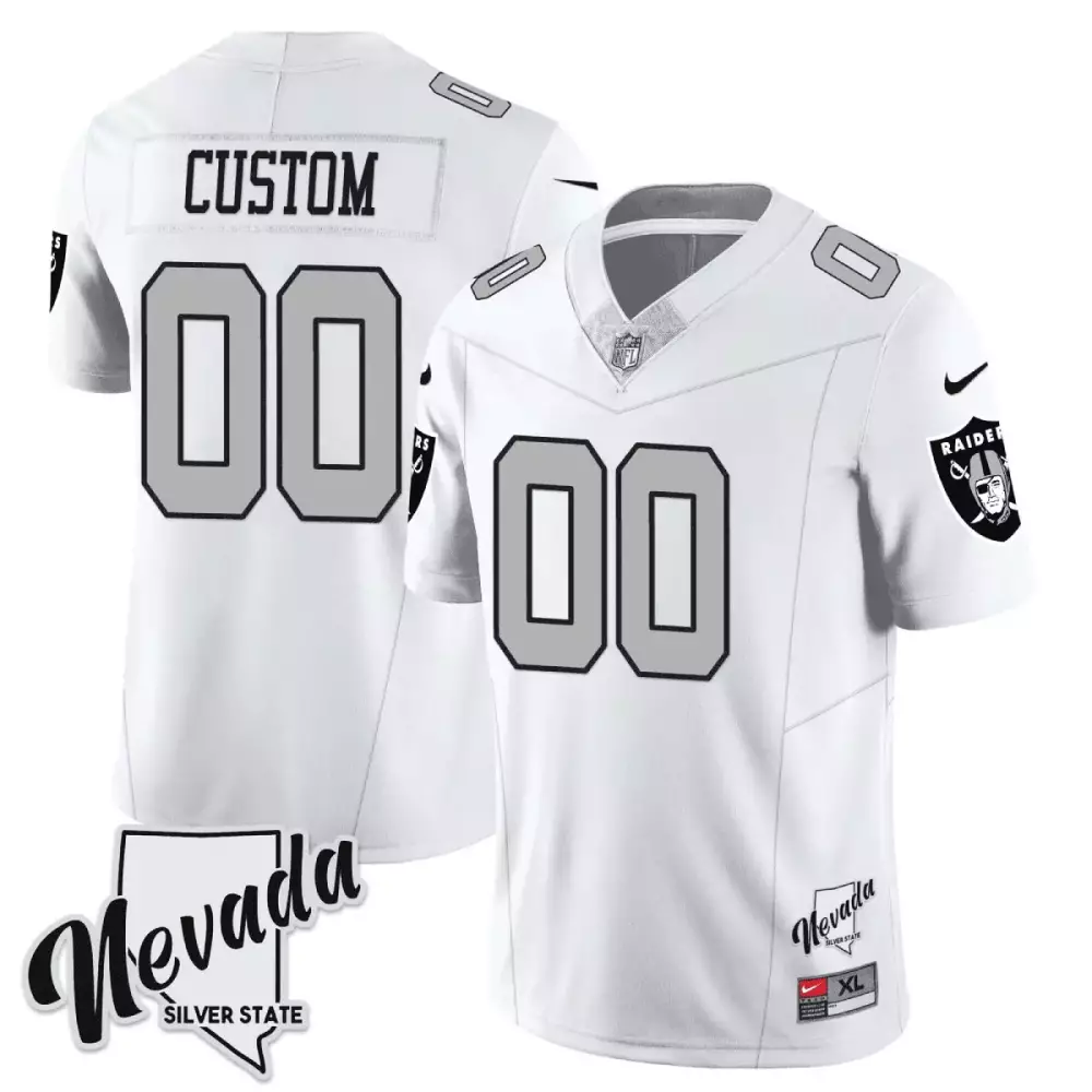 Women's White Las Vegas Raiders Arch Smoke Vapor Custom Jersey | All Stitched | For Women & Youth