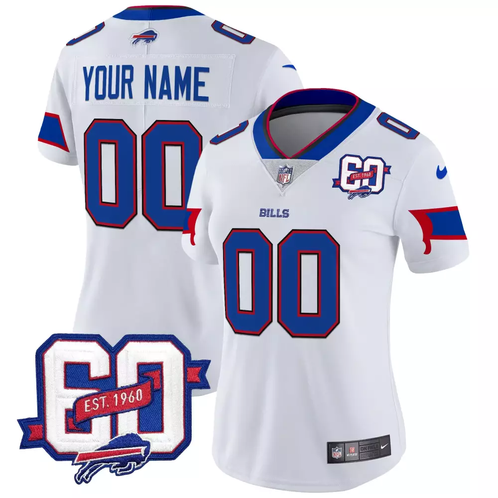 60th Anniversary Patch Vapor Limited Custom Jersey | Buffalo Bills Fan Gear for Women | Perfect Gift Idea