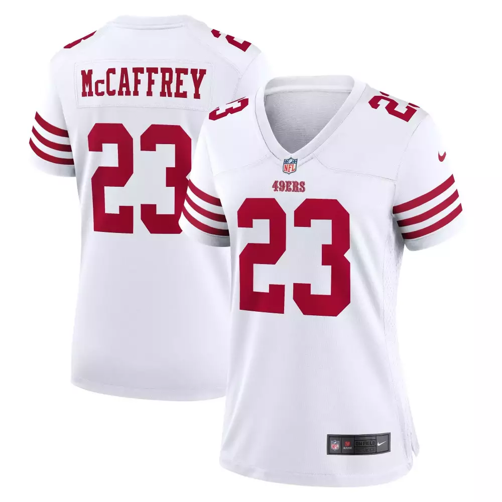 Christian McCaffrey 49ers White Women's Game Jersey | Fashion Style for Fans | Perfect Gift Idea | For Men, Women & Youth