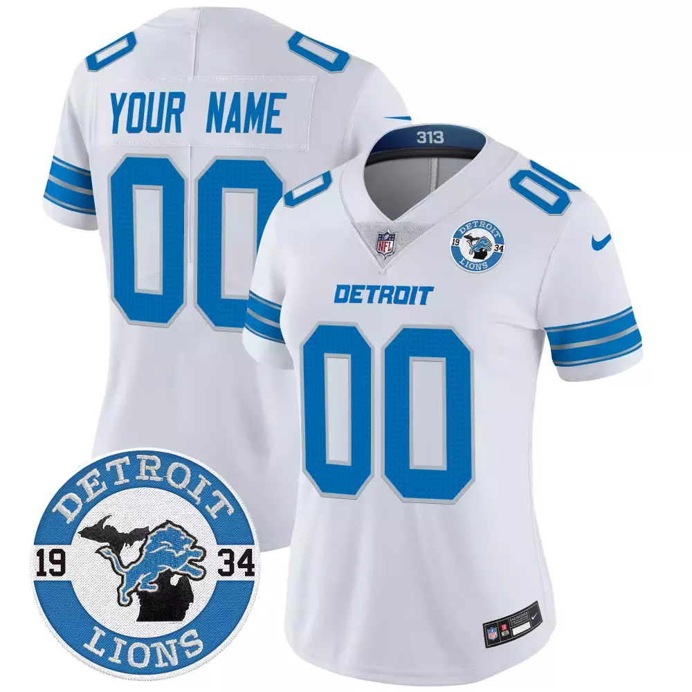 2024 Detroit Lions Women's Vapor Limited Custom Jersey | Est 1934 Patch | All Stitched Fan Gear | For Men, Women & Youth