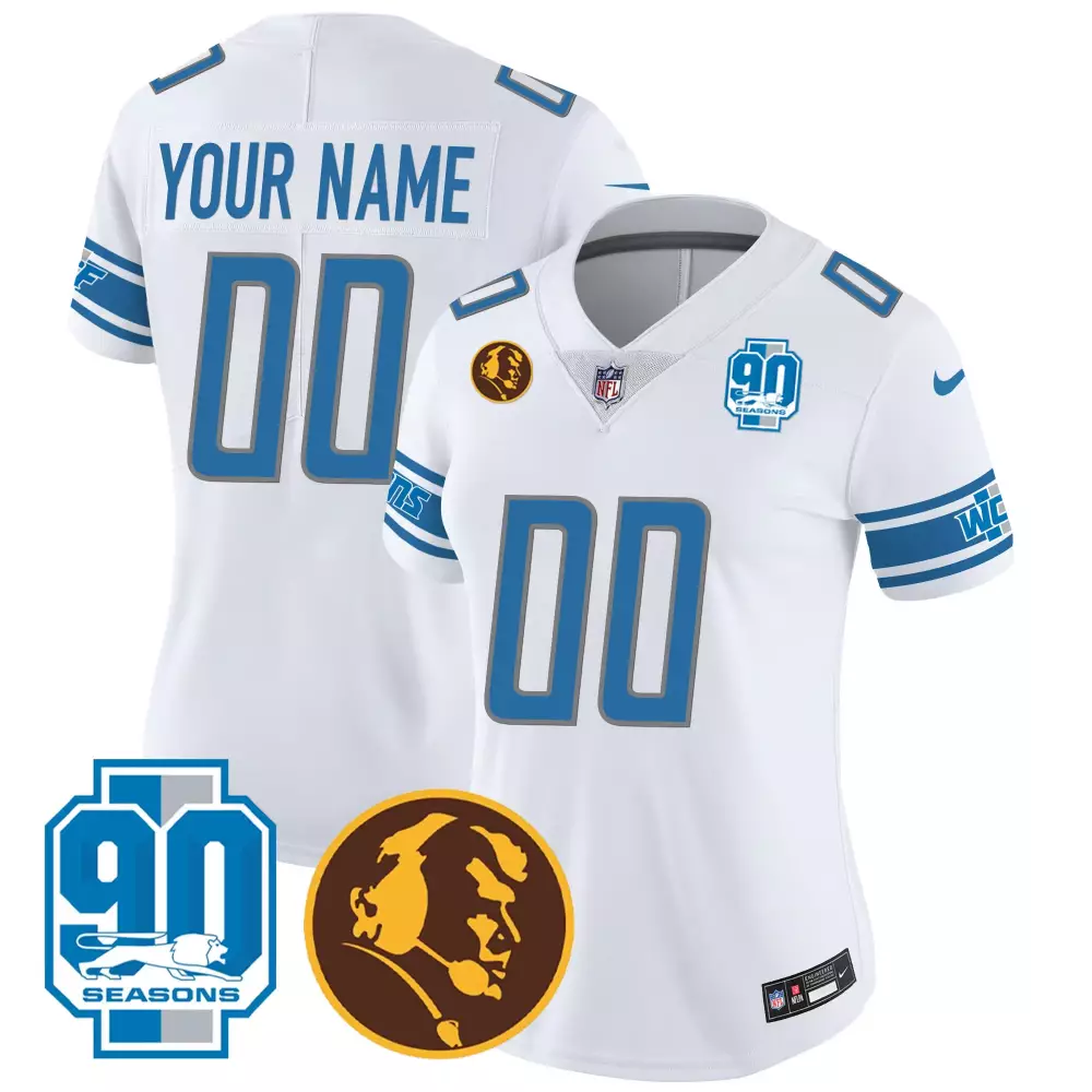 90th Anniversary Detroit Lions Women's Custom Jersey | John Madden Patch | All Stitched Fan Gear | For Men, Women & Youth
