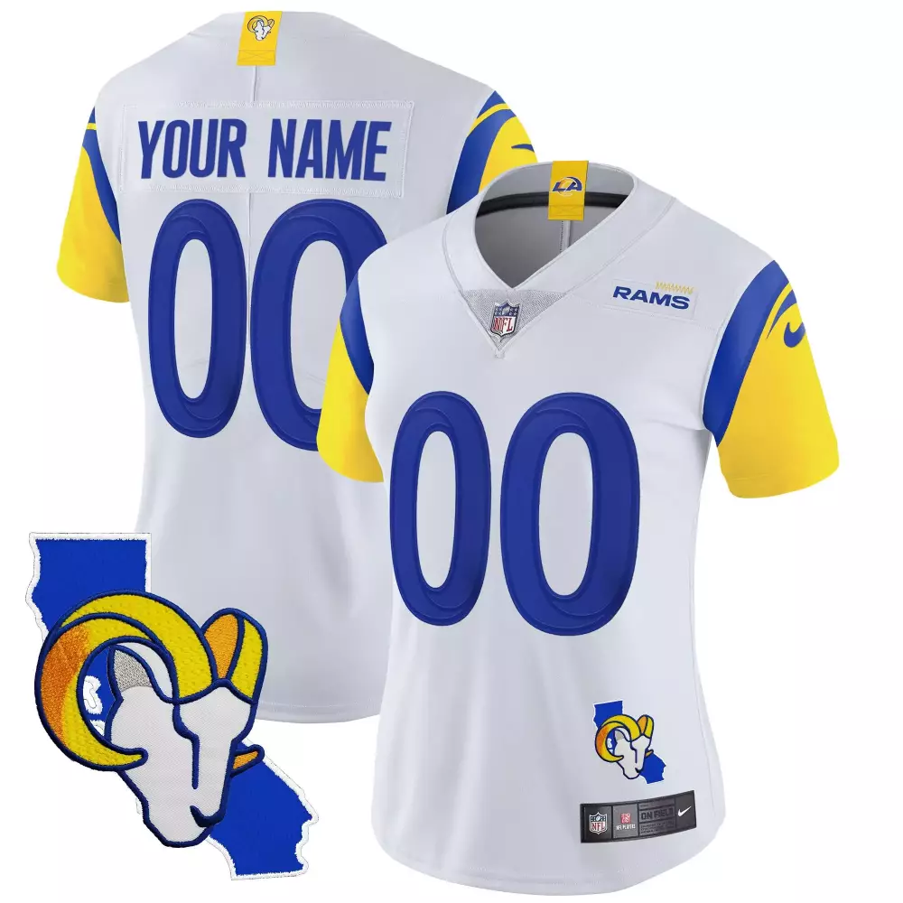 Los Angeles Rams California Patch Vapor Limited Custom Jersey | All Stitched for Women | Fan Gear | For Men, Women & Youth