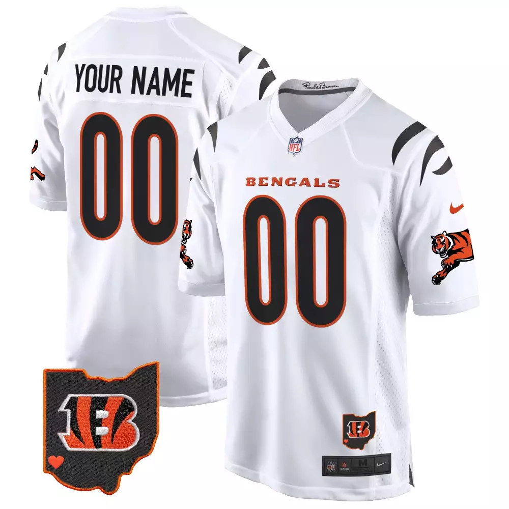 Cincinnati Bengals Youth White 2024 Game Custom Jersey | All Stitched | Perfect for Young Fans | For Men, Women & Youth