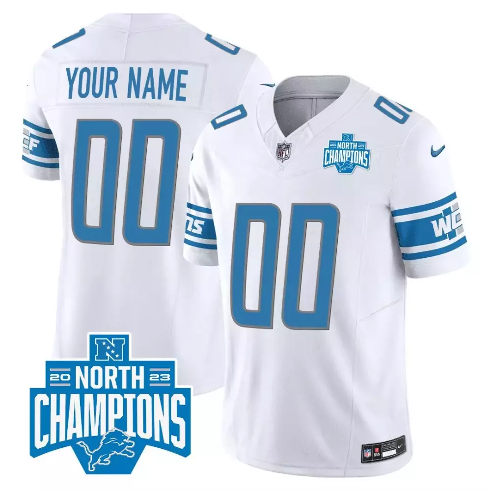2023 NFC North Division Champions Patch Vapor Custom Jersey | Detroit Lions Youth | All Stitched Fan Gear | For Men, Women & Youth