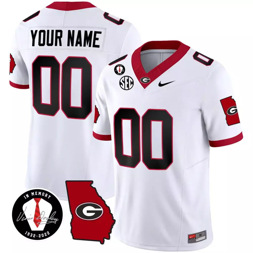 White Youth Georgia Bulldogs | 2024 Vapor Custom Jersey V3 Georgia Map | All Stitched | For Men, Women & Youth