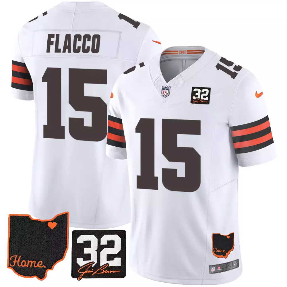 Joe Flacco Cleveland Browns White Youth Vapor Jersey | Stitched Fan Gear | For Men, Women & Youth