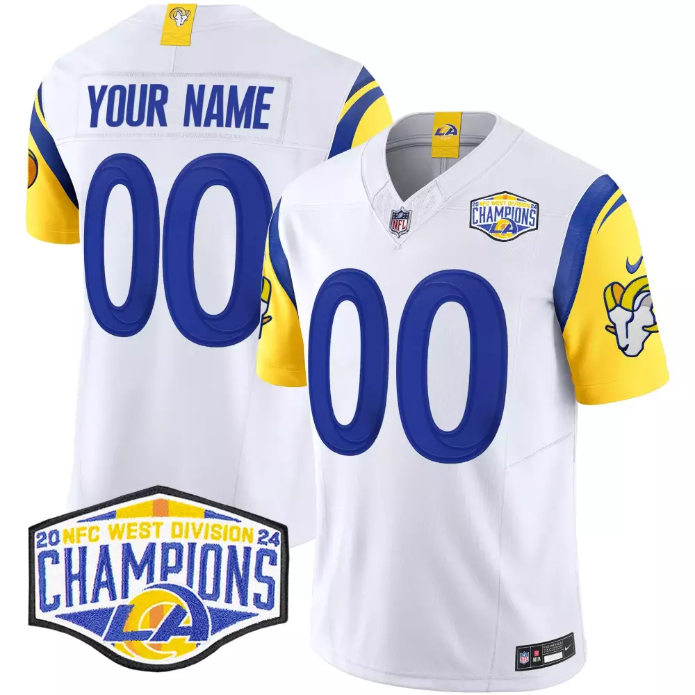 Los Angeles Rams 2024 NFC West Division Champions Vapor Limited Custom Jersey | All Stitched for Youth | For Men, Women & Youth