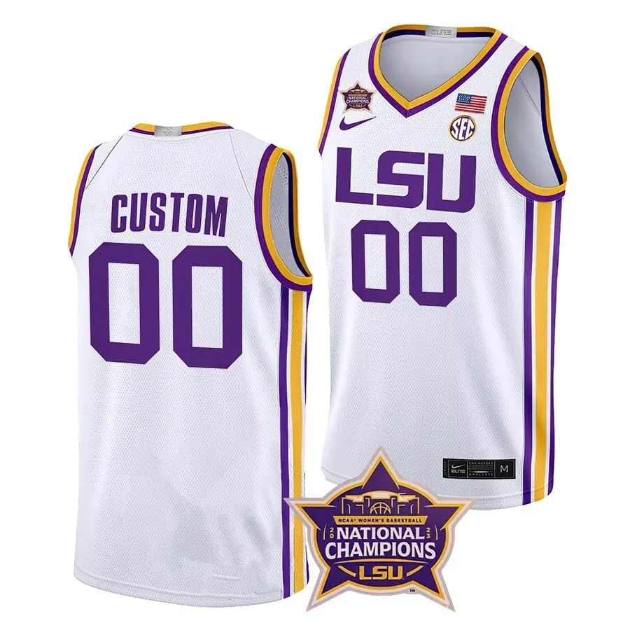 LSU Tigers College Basketball Champions Custom 2023 Jersey | White Stitched Fan Gear | For Men, Women & Youth
