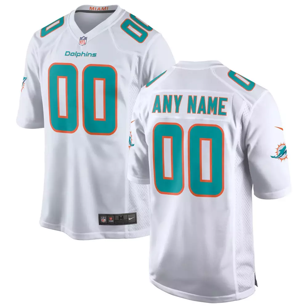 Miami Dolphins Youth Custom Jersey | Stitched White | Replica Fan Gear | For Men, Women & Youth
