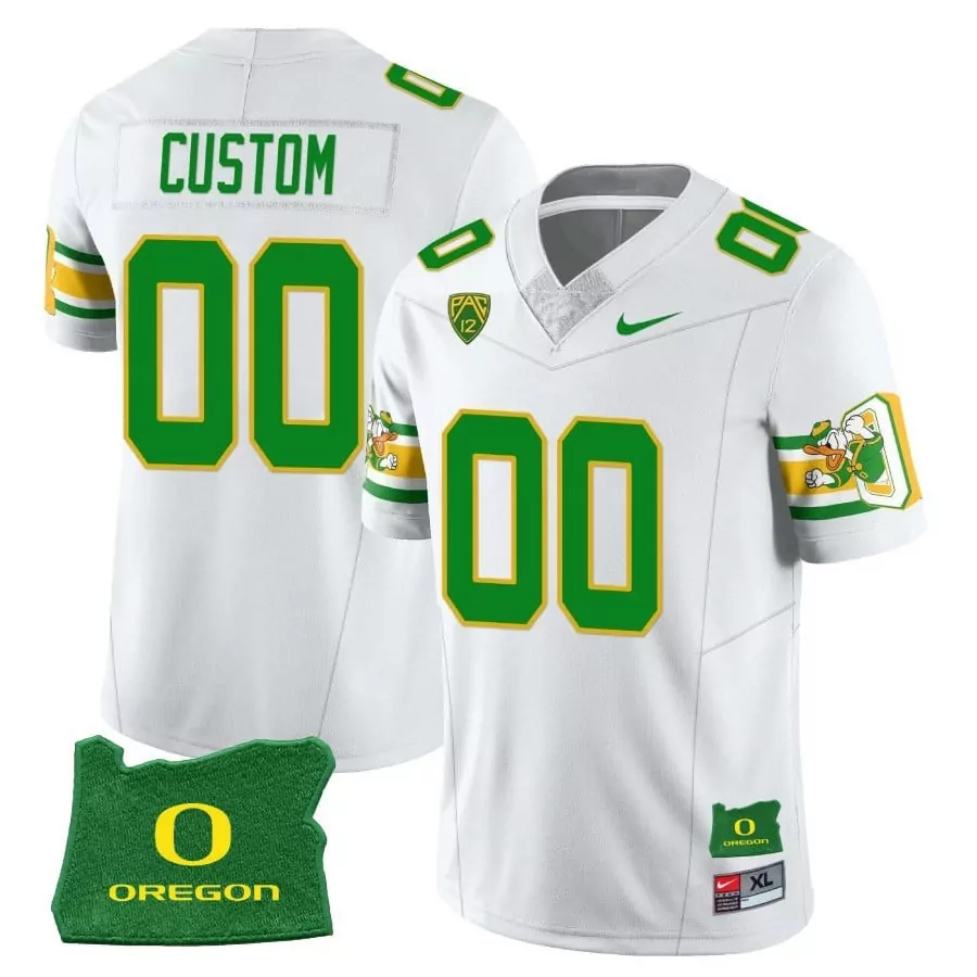 Oregon Ducks 1984 Throwback Jersey | White Youth Custom Design V1 | For Young Fans