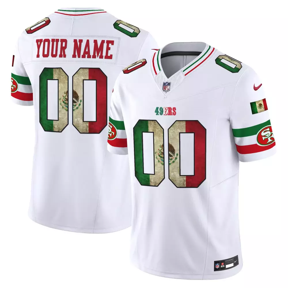 San Francisco 49ers Mexico Vapor Jersey | White Limited Edition | All Stitched | For Kids | For Men, Women & Youth