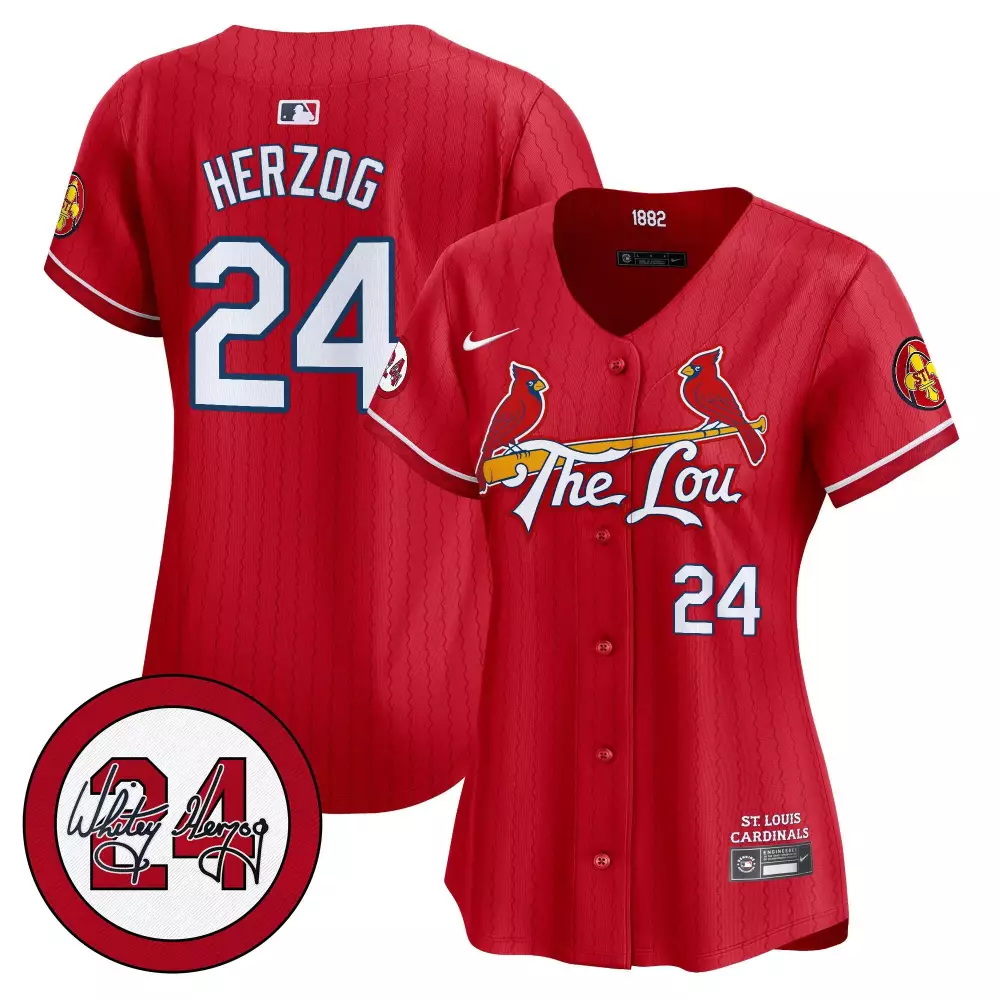 Whitey Herzog Women's Red Jersey | 2024 City Connect with Whitey Herzog Patch | Vapor Premier Limited Edition | For Men, Women & Youth