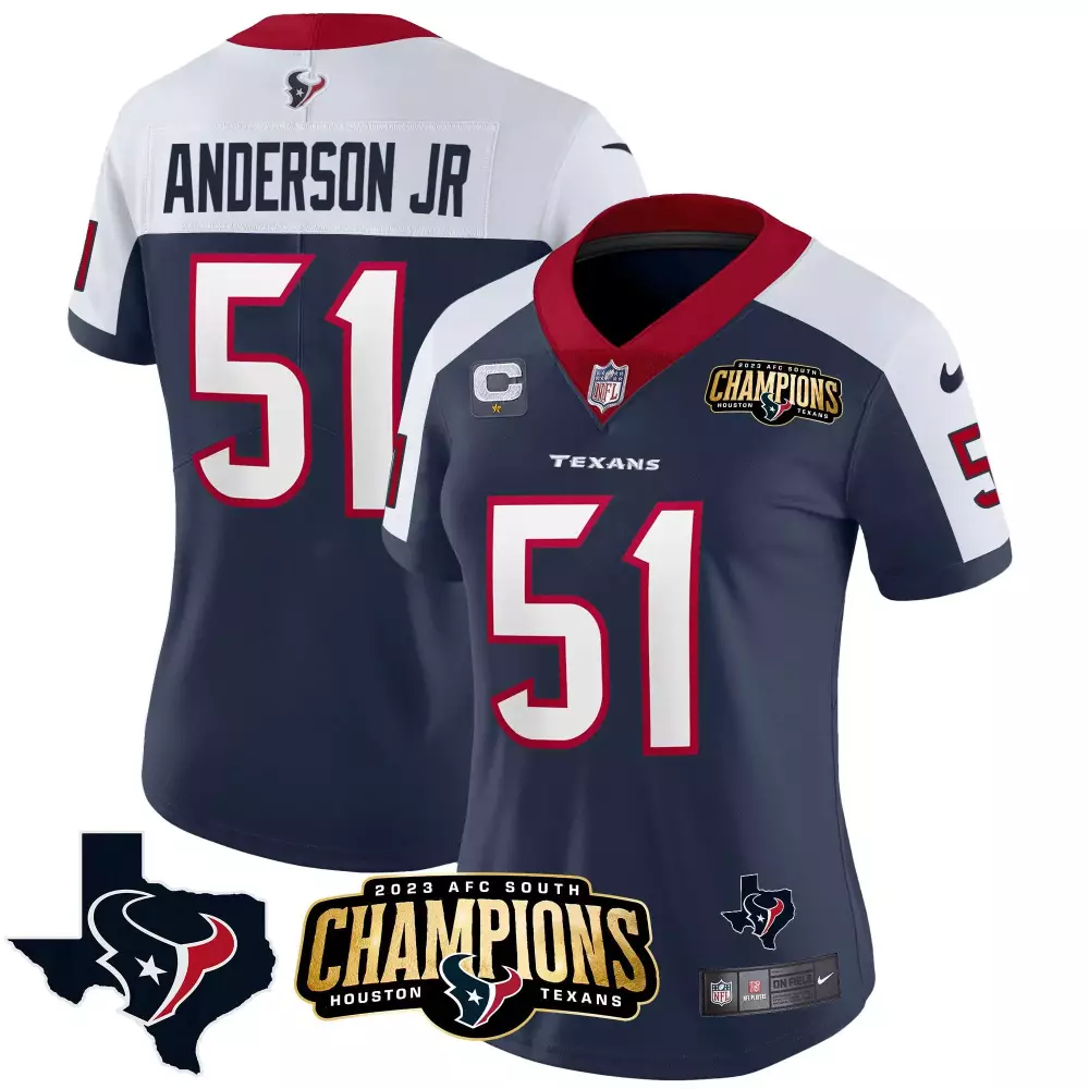 Will Anderson Jr. Houston Texans 2023 AFC South Champions Patch Jersey | Stitched Fan Gear for Women | For Men, Women & Youth