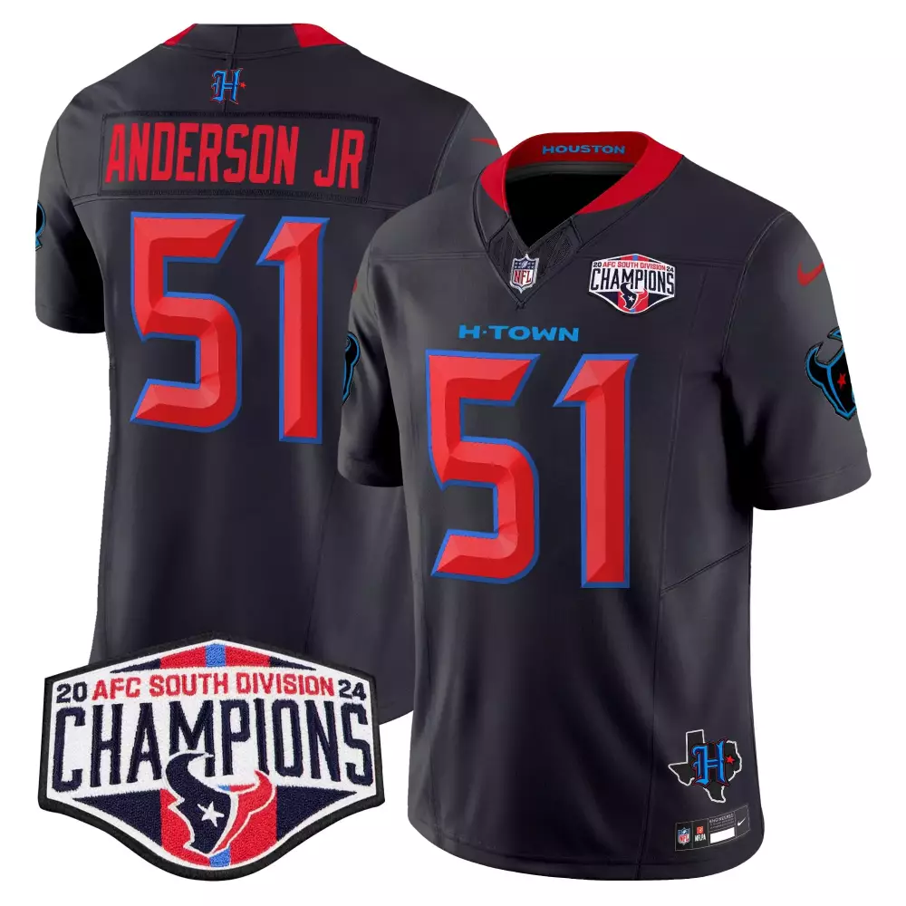 Will Anderson Jr. Houston Texans 2024 Navy Limited Men's AFC South Division Champions Patch Vapor Limited Jersey | Stitched Fan Gear | For Men, Women & Youth