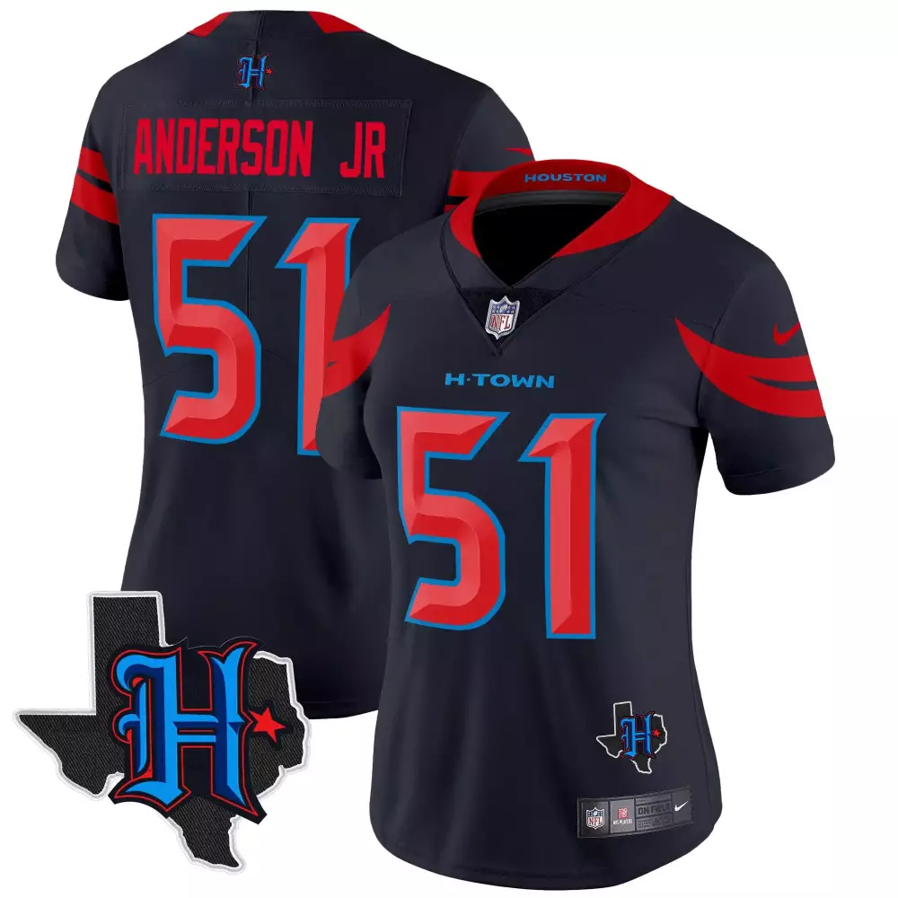 Will Anderson Jr. Houston Texans 2024 Navy Vapor Limited Jersey V3 | Texas Patch | Stitched Fan Gear | For Women | For Men, Women & Youth