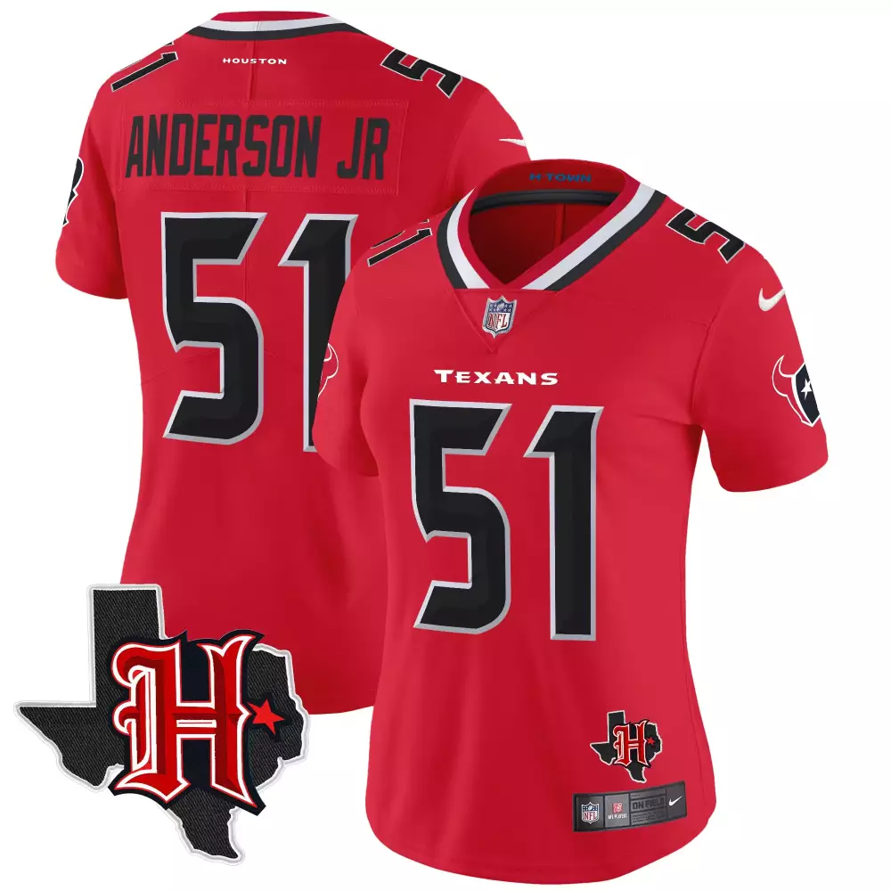 Will Anderson Jr. Houston Texans 2024 Texas Patch Vapor Limited Jersey V5 | Red Stitched Fan Gear | For Women
