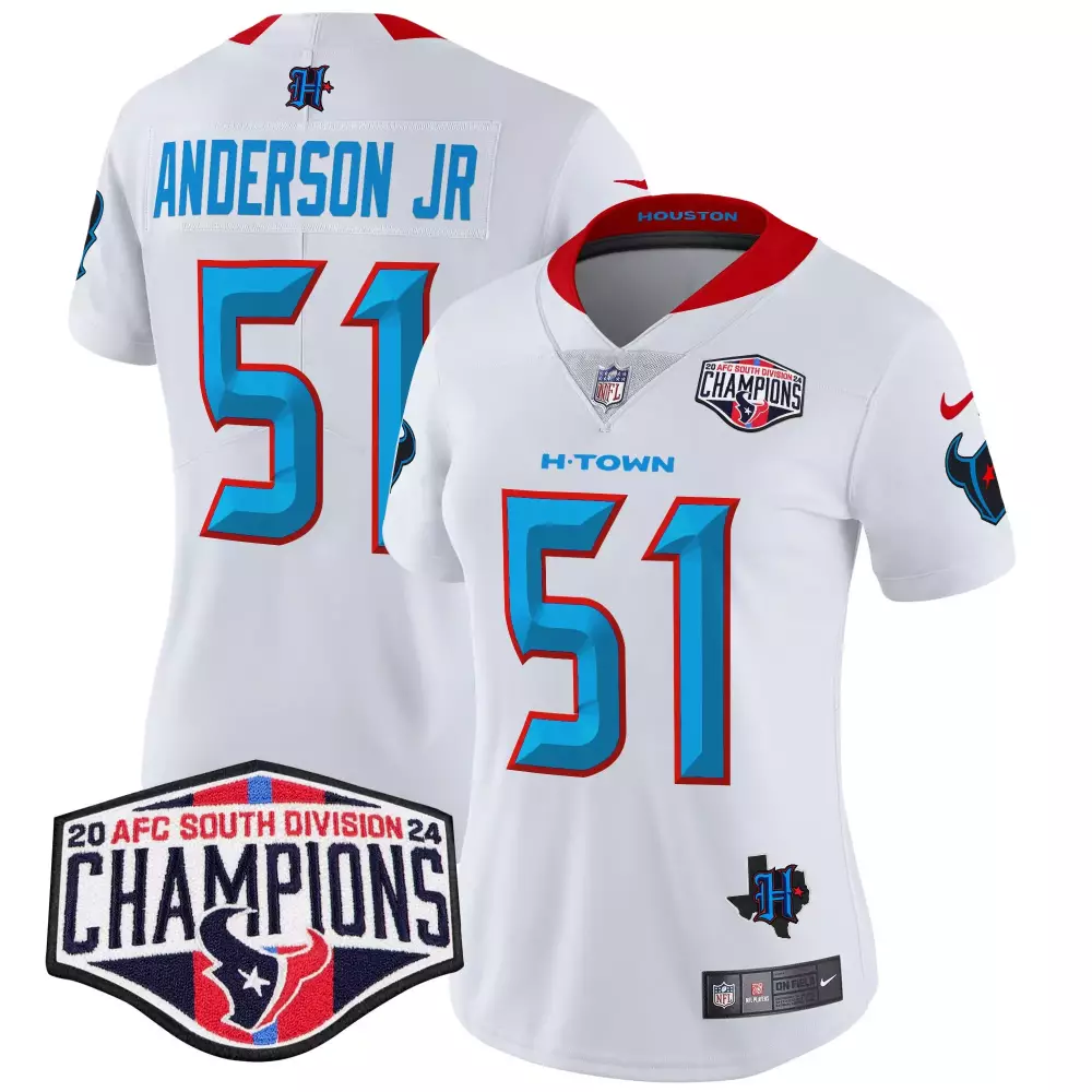 Will Anderson Jr. Houston Texans 2024 AFC South Division Champions Patch Vapor Limited Jersey | Stitched White | Fan Gear for Women