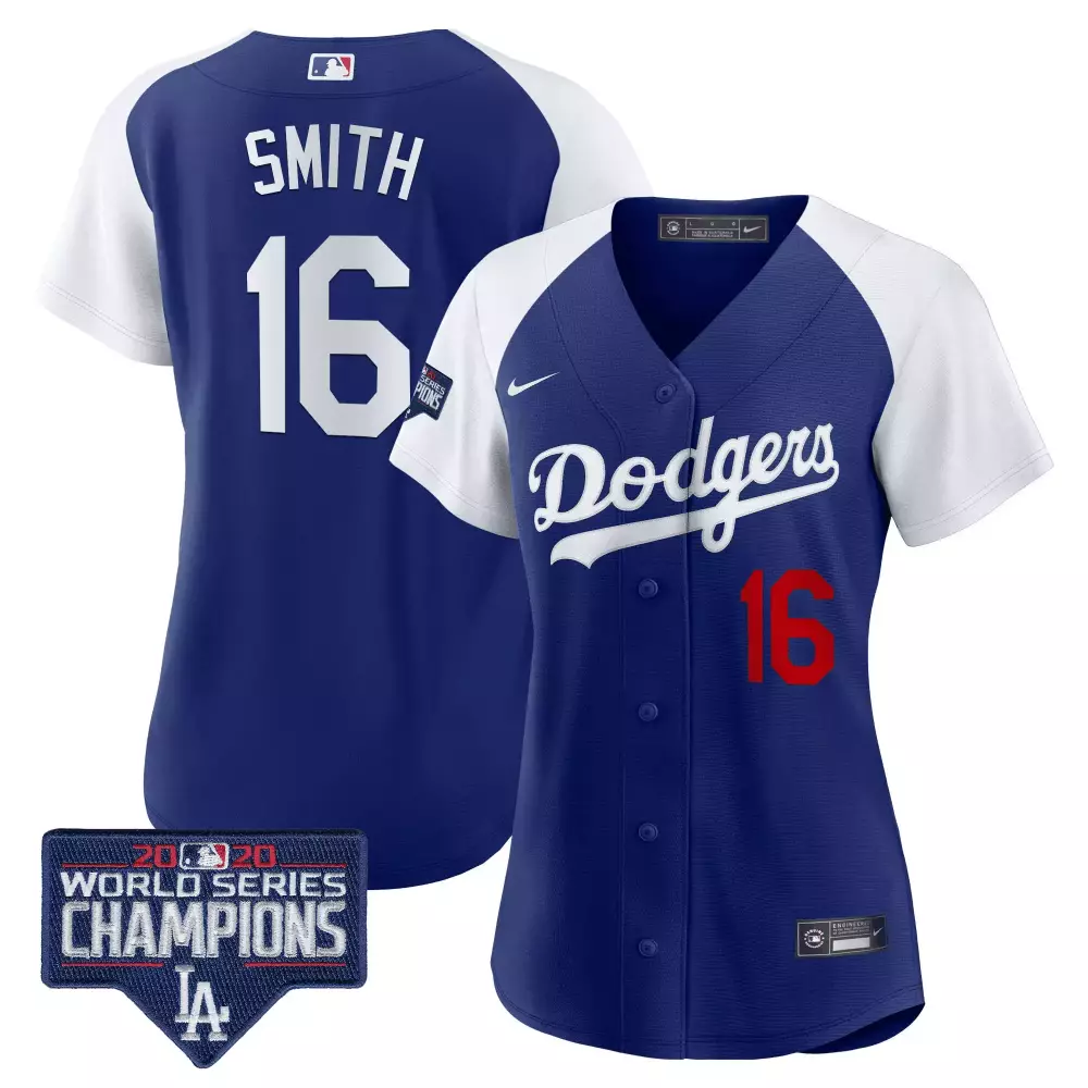 Will Smith Dodgers World Series Champions Patch Jersey | Stitched Royal Edition | For Women