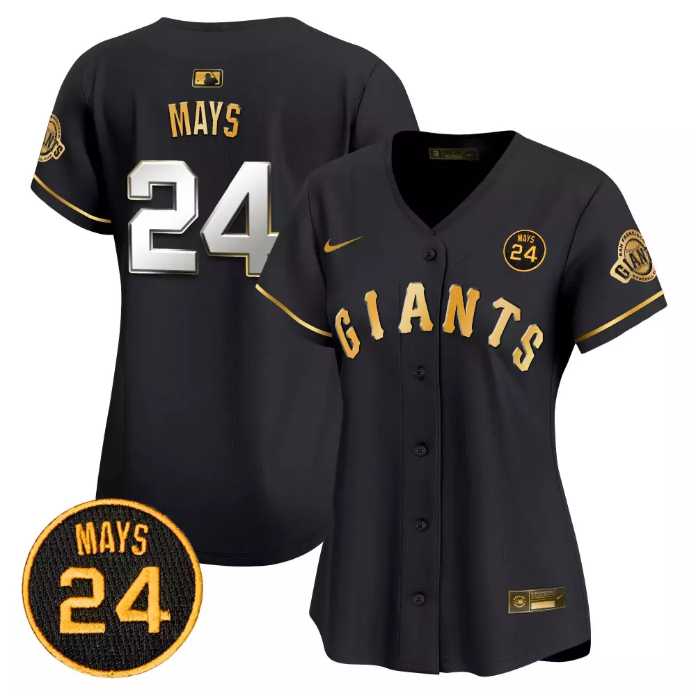 Willie Mays 2024 San Francisco Giants Black Gold Women's Stitched Vapor Premier Jersey V3 | Limited Edition for Men, Women & Youth