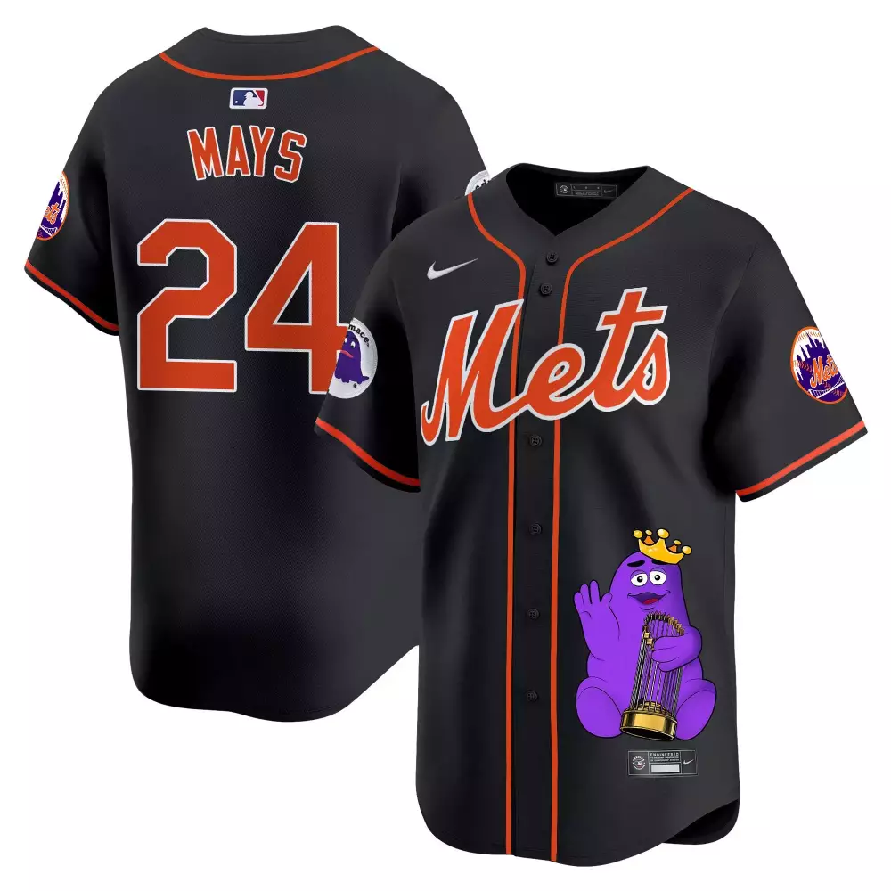 Willie Mays New York Mets Black Grimace Vapor Premier Limited Jersey | Printed | For Men, Women & Youth