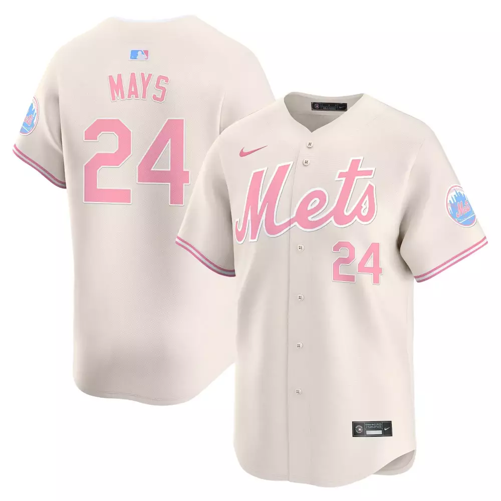 Willie Mays New York Mets Cream Bubblegum Pink Vapor Premier Limited Jersey | All Stitched | For Men, Women & Youth