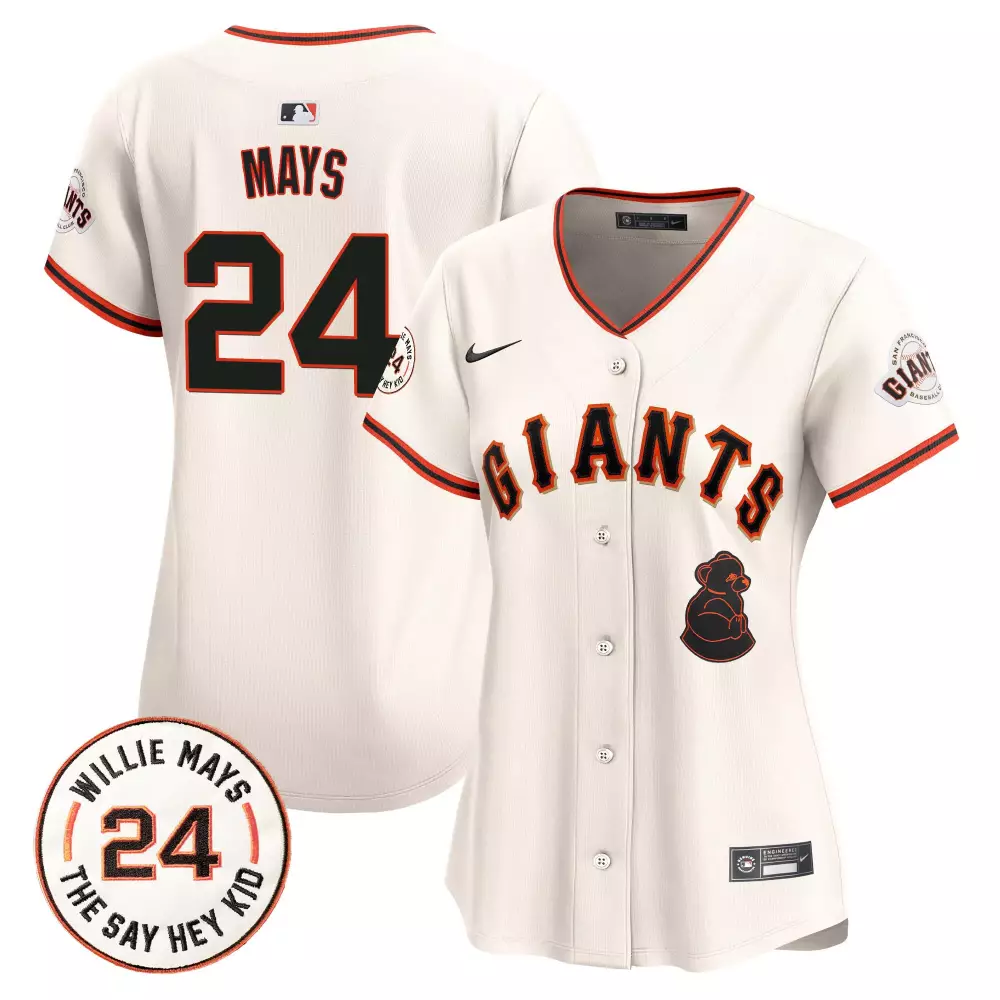 Willie Mays 2024 Cream San Francisco Giants Vapor Premier Limited Jersey V4 | Stitched Women's Fan Gear | For Men, Women & Youth