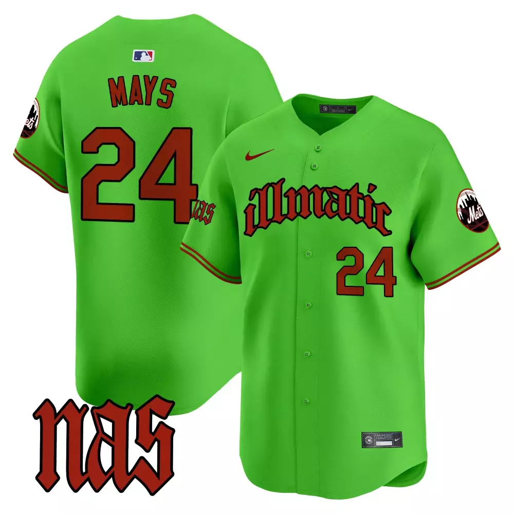 Willie Mays New York Mets Green Nas Illmatic Vapor Premier Limited Jersey | All Stitched | For Men, Women & Youth