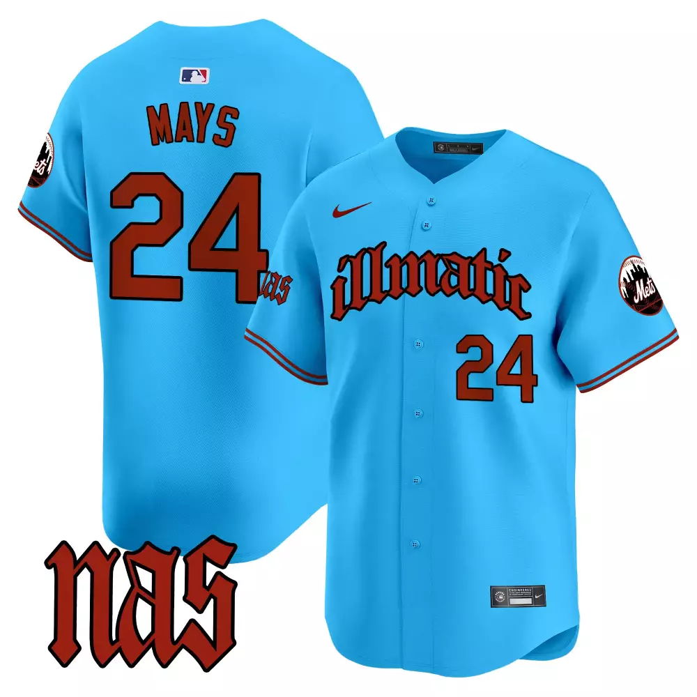 Willie Mays New York Mets Light Blue Nas Illmatic Vapor Premier Limited Jersey | All Stitched | For Men, Women & Youth