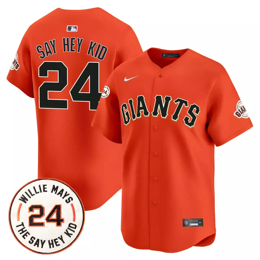 Willie Mays 2024 Orange San Francisco Giants Vapor Premier Limited Jersey V6 | Stitched Fan Gear | For Men, Women & Youth