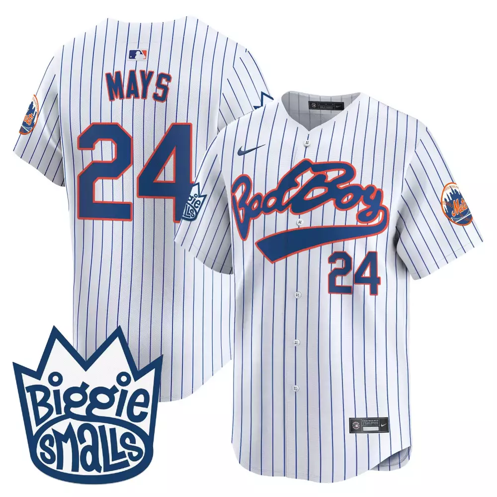 Willie Mays Pinstripe Men's New York Mets Biggie Smalls Jersey | Stitched Limited Edition Fan Gear | Unique Gift for Game Day | For Men, Women & Youth