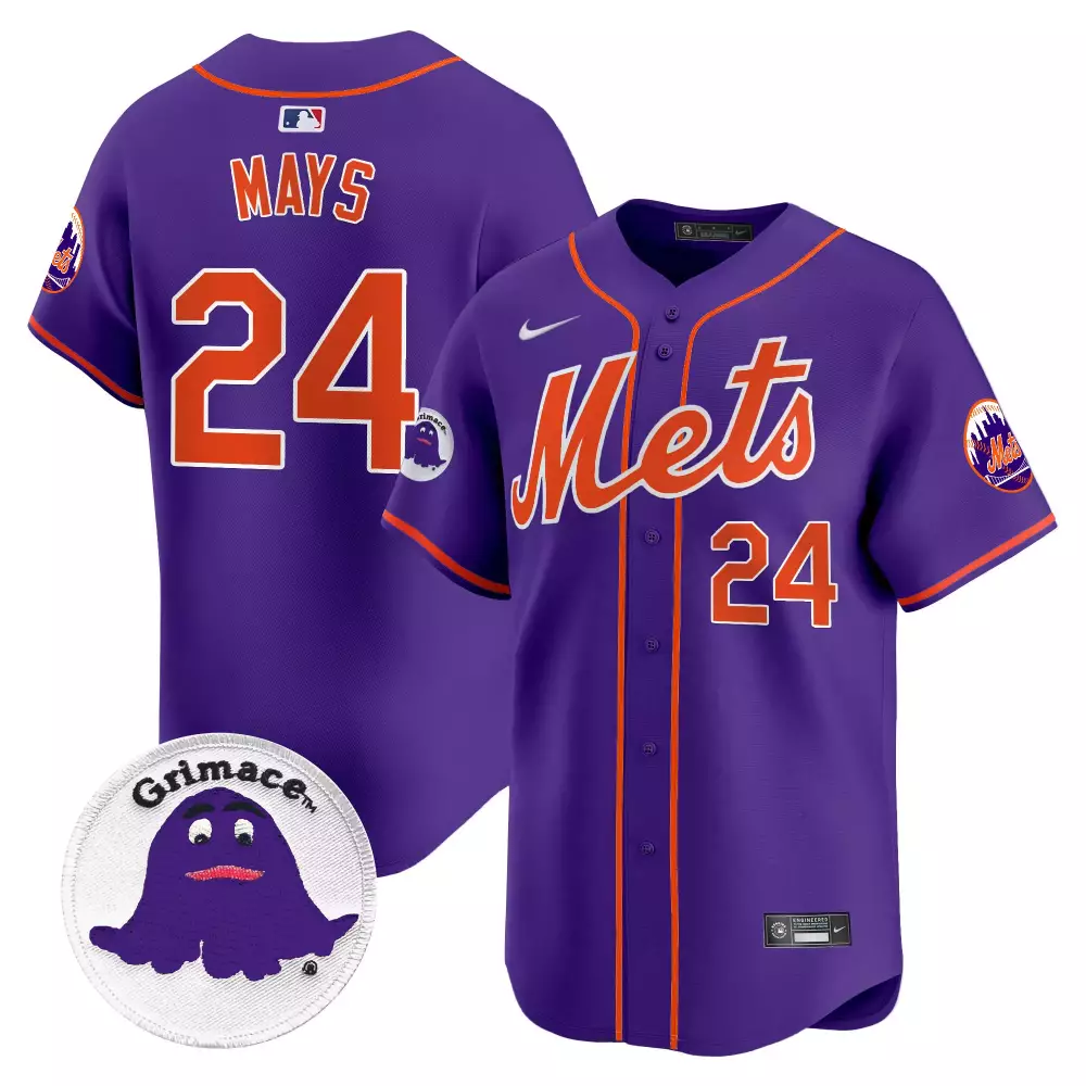 Willie Mays Purple Men's New York Mets Grimace Jersey | Stitched Limited Edition Fan Gear | Great Gift for Game Day | For Men, Women & Youth