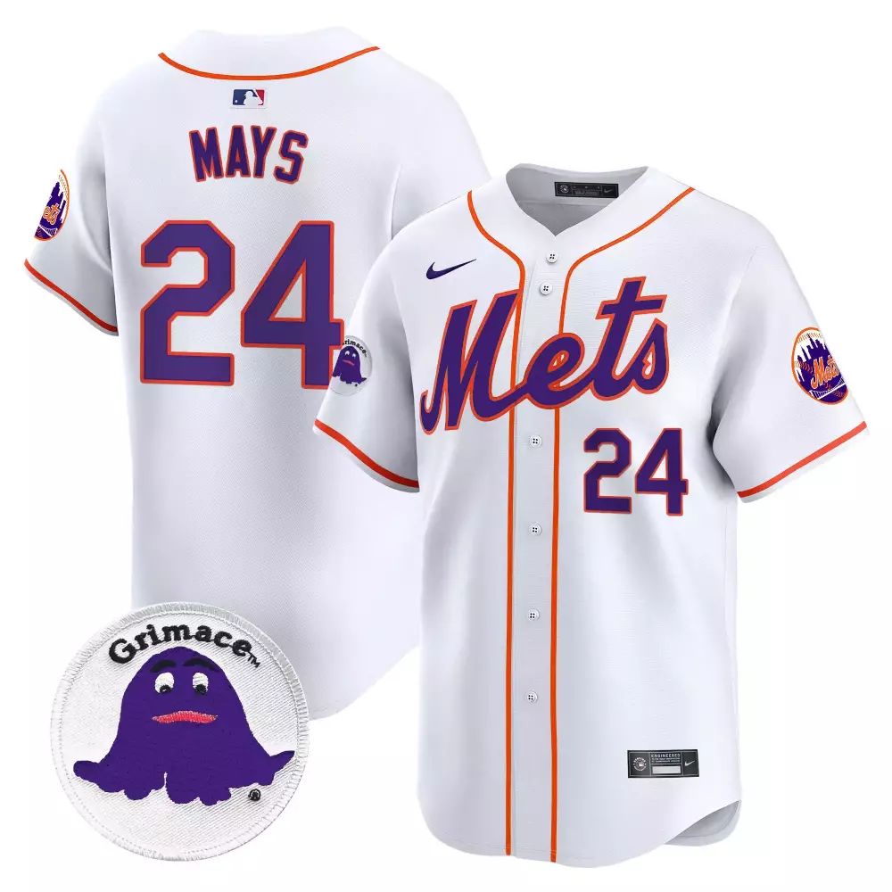 Willie Mays New York Mets White Jersey | Grimace Stitched Vapor Premier Limited Edition | Fan Gear for All