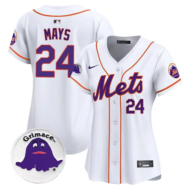 Willie Mays New York Mets Women's White Jersey | Grimace Stitched Vapor Premier Limited Edition | Fan Gear for All