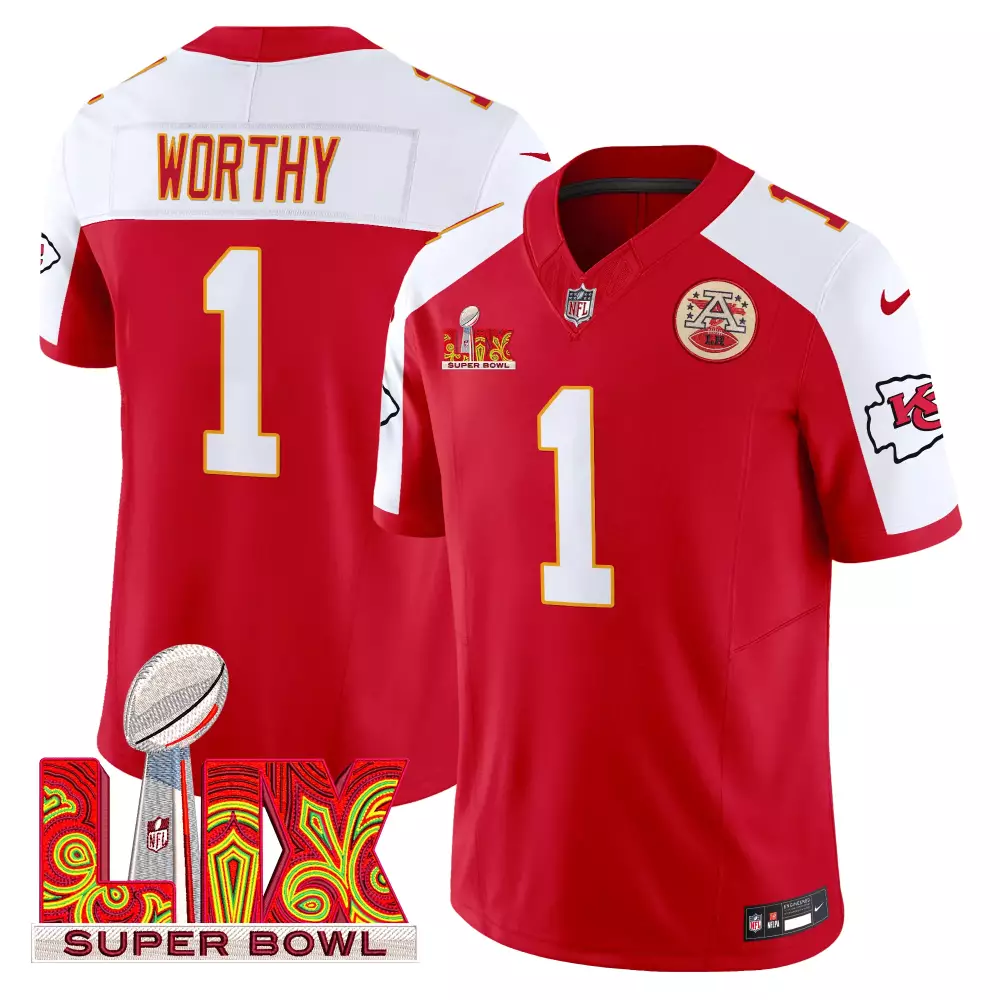 Xavier Worthy Kansas City Chiefs Super Bowl LIX Red Alternate Vapor Limited Jersey | Stitched Fan Gear | For Men, Women & Youth