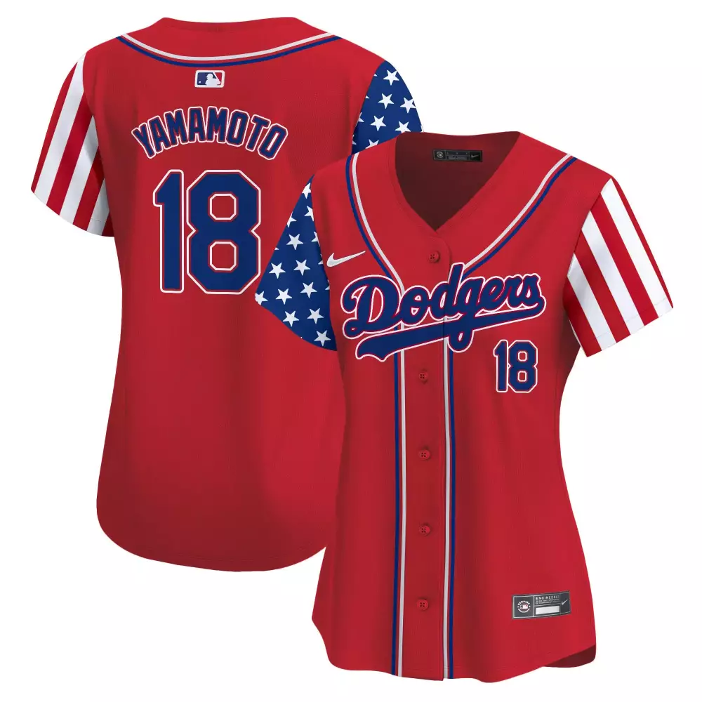 Yamamoto Red Women's Dodgers 2024 Independence Day Jersey V2 | Vapor Premier Limited Edition | Fan Gear for Men, Women & Youth