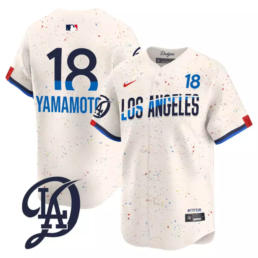 Yoshinobu Yamamoto Dodgers 2024 City Connect Limited Jersey | Cream Stitched Style | Fan Gear for Men, Women & Youth