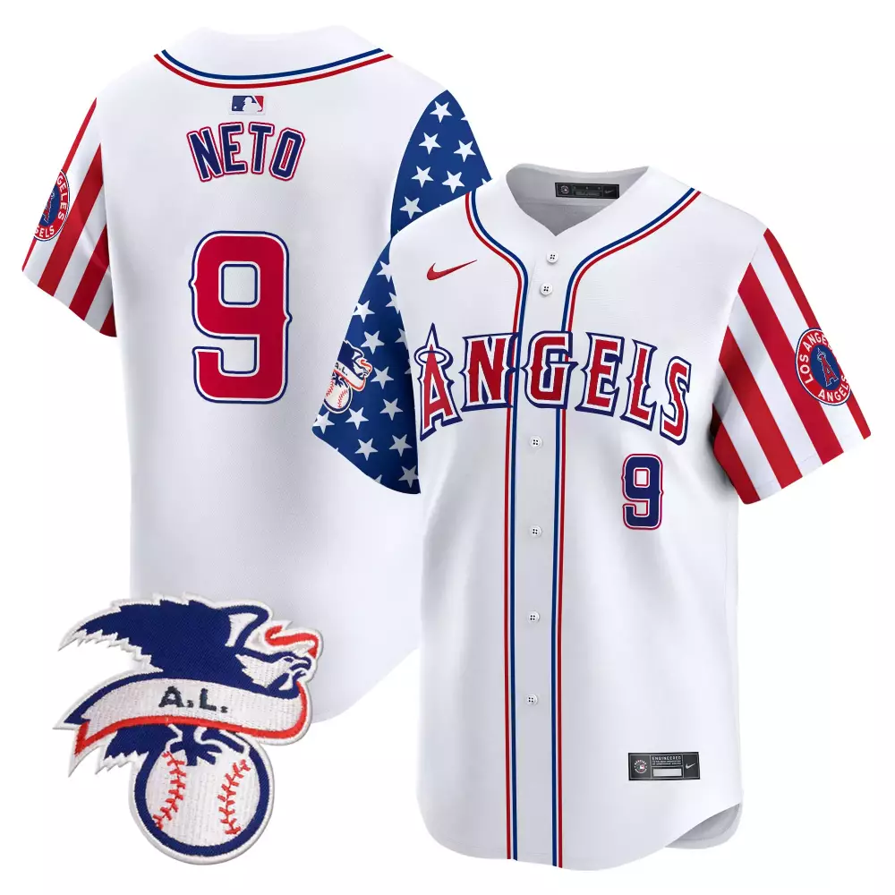 Zach Neto Los Angeles Angels 2024 Fourth of July Men's Jersey | White Vapor Premier | Limited Edition Fan Gear | For Men, Women & Youth