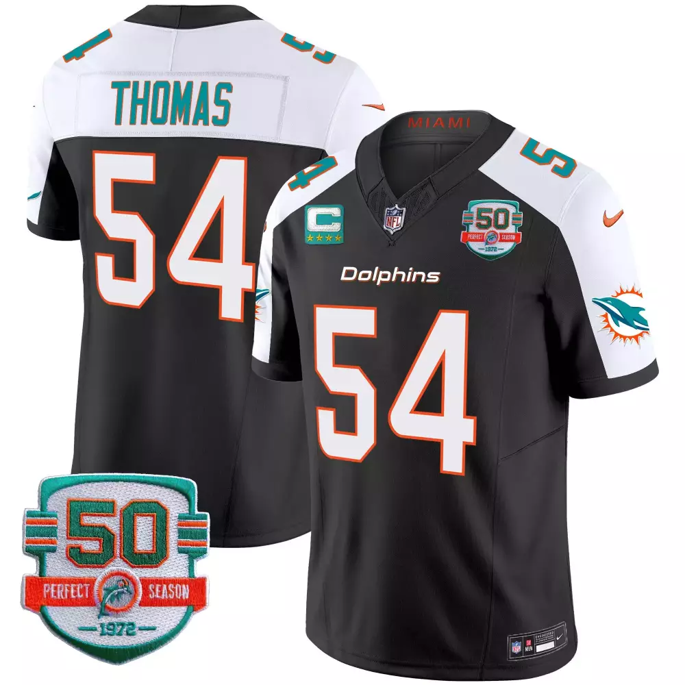 Zach Thomas Miami Dolphins 50th Anniversary Vapor Jersey | Black Alternate | Stitched Fan Gear for Game Day | For Men, Women & Youth