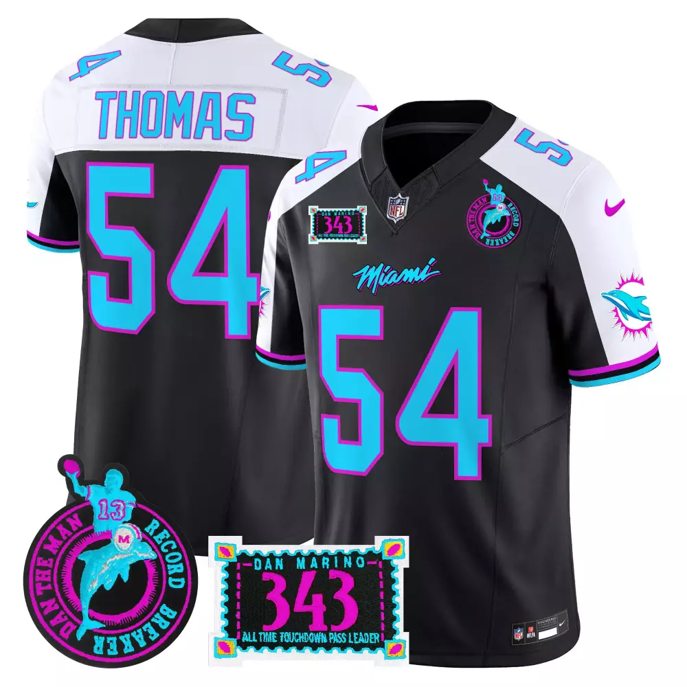 Zach Thomas Miami Dolphins Dan the Man Record Breaker Jersey | Black Alternate | Vapor Limited Edition | Stitched Fan Gear for Game Day | For Men, Women & Youth