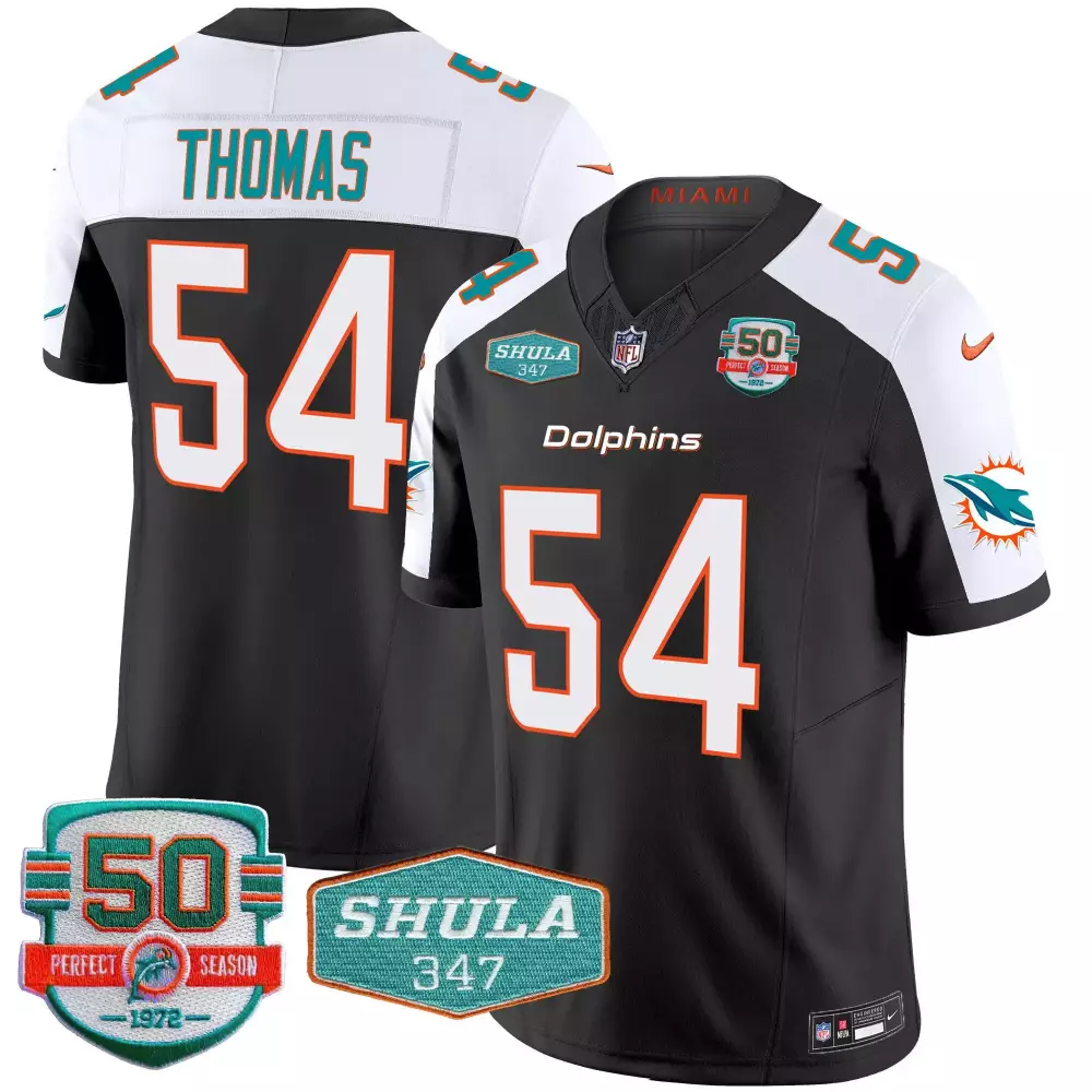Zach Thomas Miami Dolphins Throwback Shula 347 Jersey | Black Alternate | Stitched Fan Gear for Game Day | For Men, Women & Youth