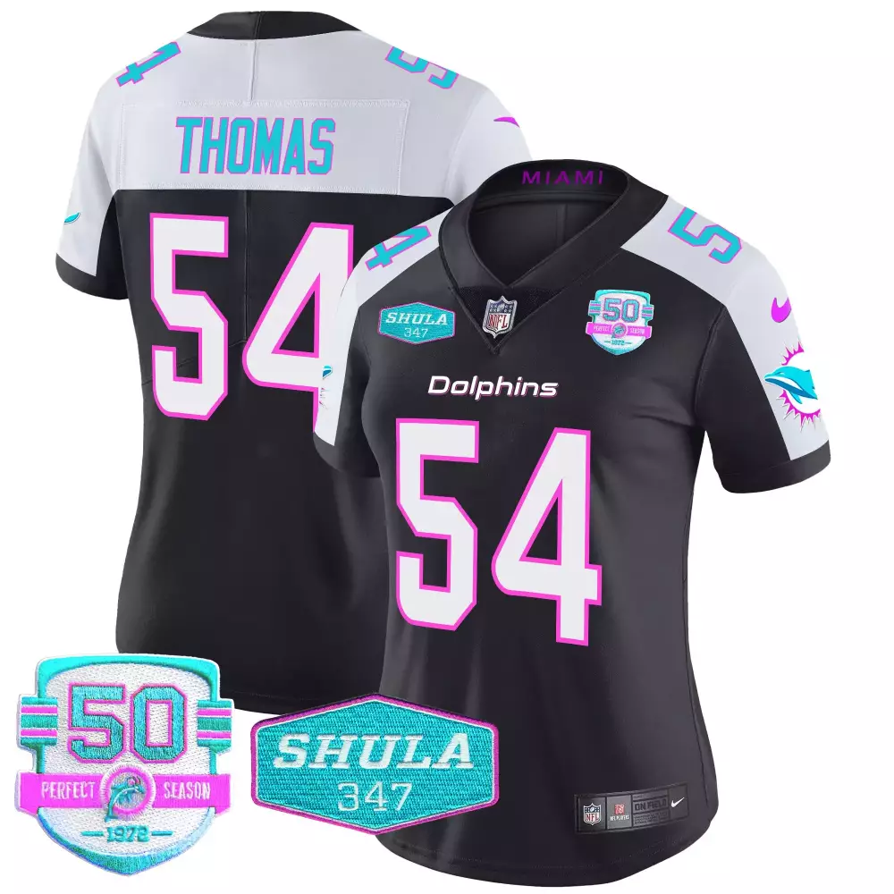 Zach Thomas Miami Dolphins Shula 347 Jersey | Black Alternate | Stitched Fan Gear for Game Day | For Women