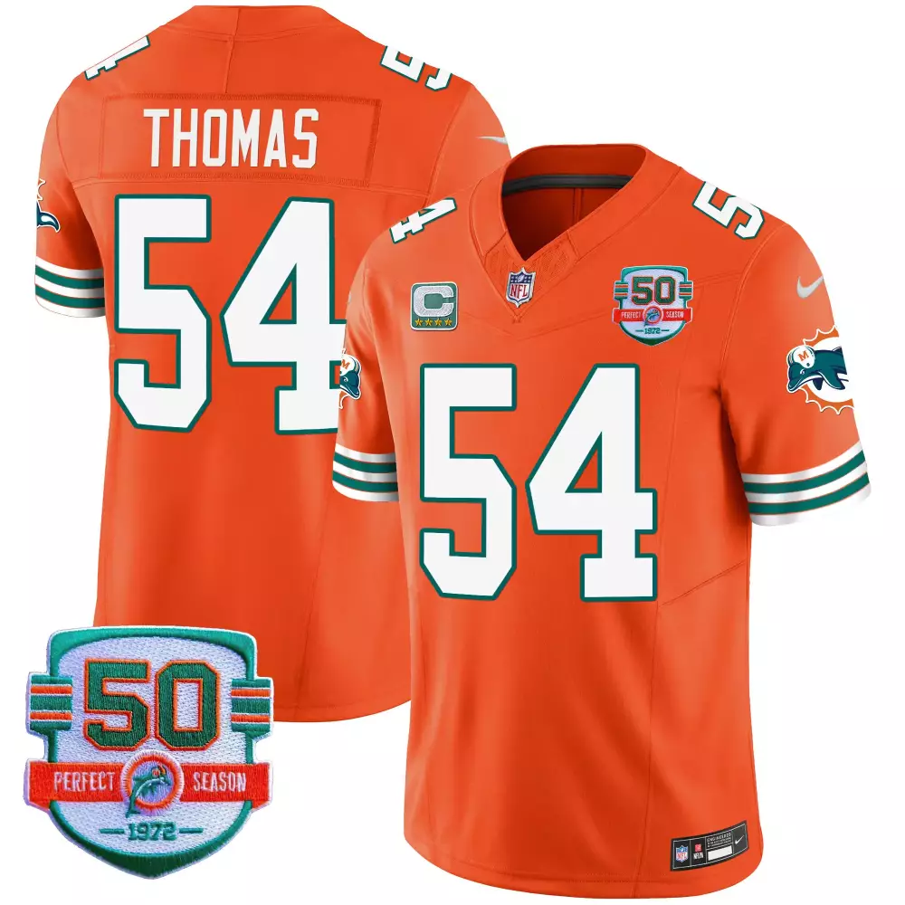 Zach Thomas Orange Miami Dolphins Throwback Vapor Jersey V2 | All Stitched | Limited Edition Fan Gear for Men, Women & Youth